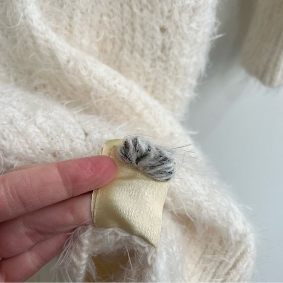 Anthropologie Sleeping on Snow Turtleneck eyelash sweater dress gray cream small - Picture 11 of 11